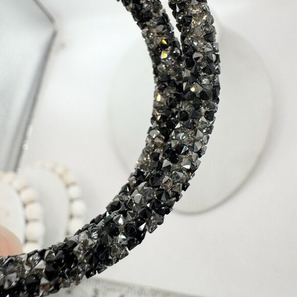 Swarovski Crystaldust Double Bangle Bracelet in black Memory Wire - Picture 7 of 16